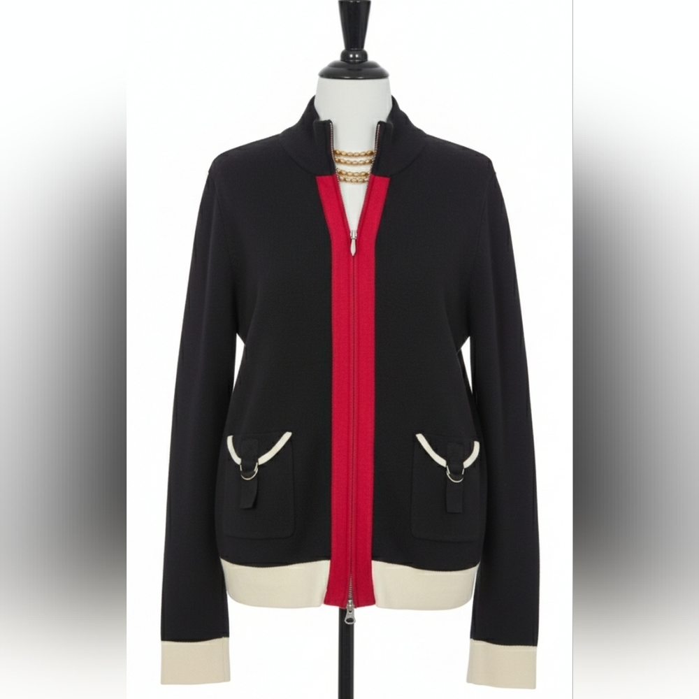 Christopher & Banks 100% Cotton Black Knit Sweater Jacket